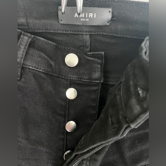 $2590 Rare Authentic Amiri Crystals with Ripped Details Skinny Jeans - Picture 11 of 13